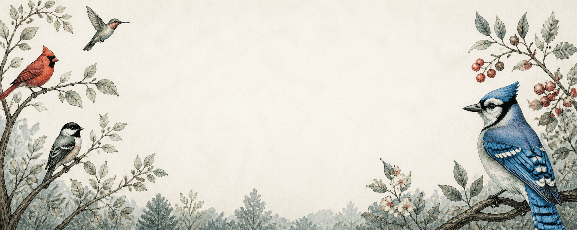 Illustrated backyard birds